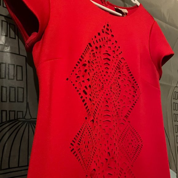 Vivid Red Cut Out Detail Dress - Picture 1 of 4